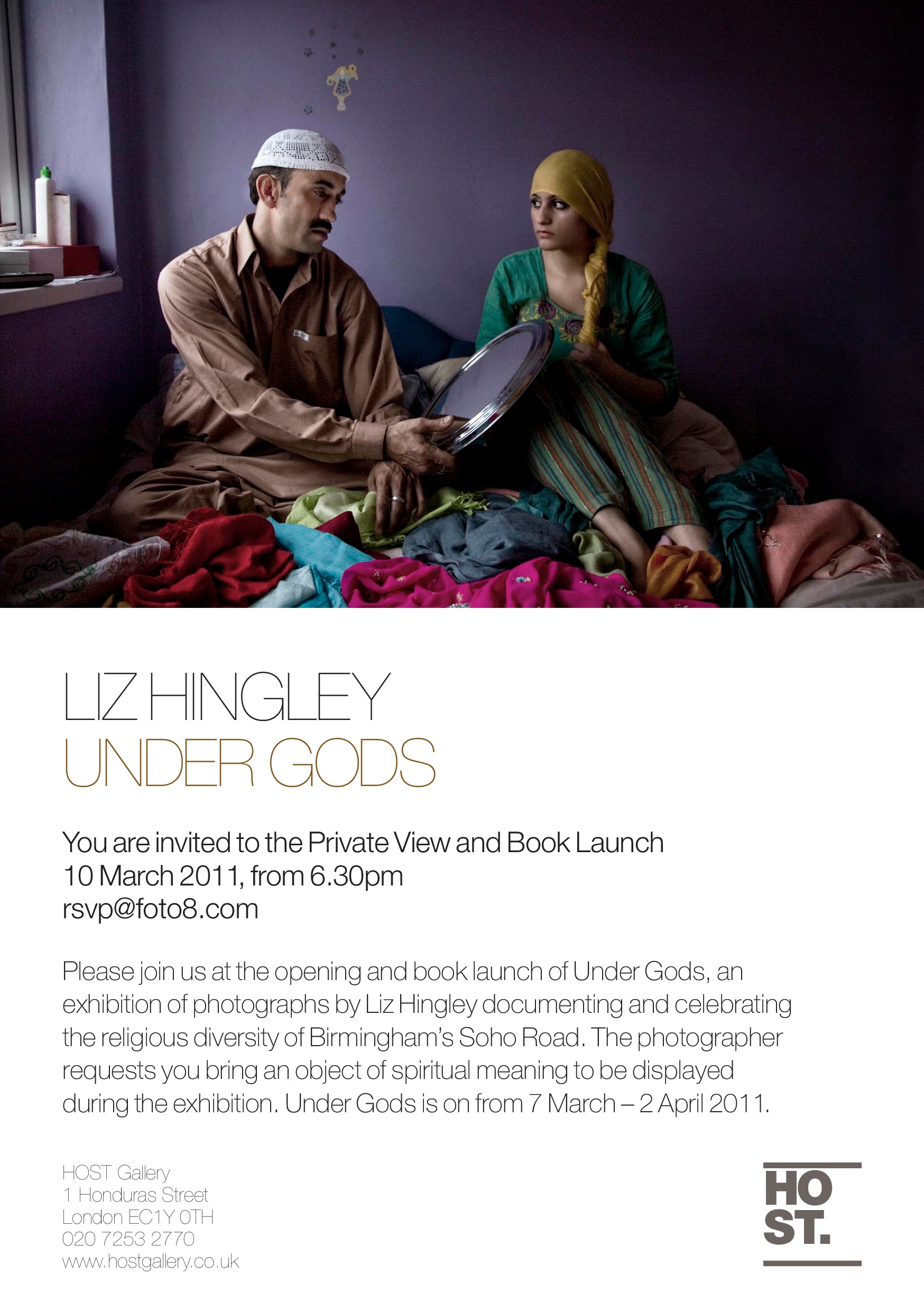 Invite for exhibition opening and book launch at Host Gallery, London, 2011